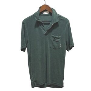 Laguna Mens Green‎ Terry Cloth Short Sleeve Polo Shirt Size M